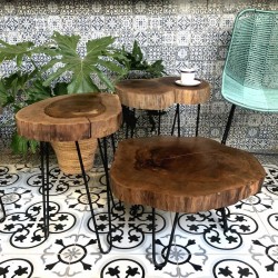 table gigognes Noyer Brut, vue de décoration